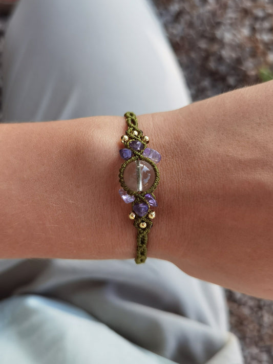 Elfish Bracelet with Amethyst and Rock Quartz